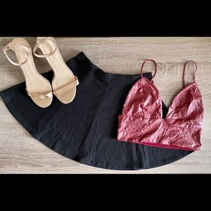 Crinkled Faux Leather Bra Top